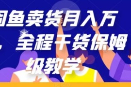 闲鱼卖货月入万加，全程干货保姆...