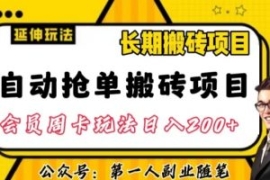 自动抢单搬砖项目2.0玩法超详细...