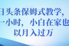 今日头条保姆式教学，每天一小时...
