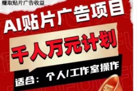 AI贴片广告项目，单人日收益300...