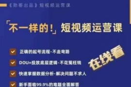 不一样的短视频运营课，正确的起...