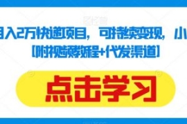 揭秘：月入2万快递项目，可持续...