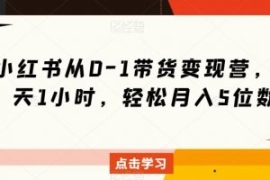 小红书从0-1带货变现营，每天1小...