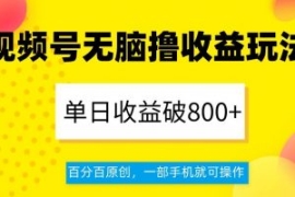 视频号无脑撸收益玩法，单日收益...