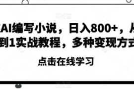 靠AI编写小说，日入800+，从0到1...