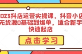 2023抖店运营实操课，抖音小店无...