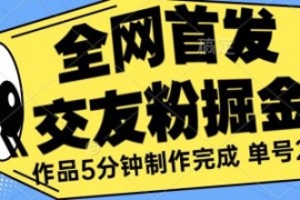 全网首发《交友粉掘金》单号一天...