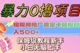 暴力0撸项目：短视频推广流量卡...