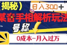 日入300+的，抖音手相解析玩法，...
