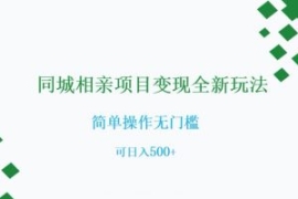 同城相亲项目变现全新玩法，简单...
