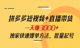 《第386期》拼多多短视频+直播带...