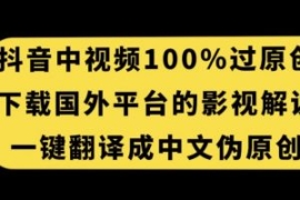 抖音中视频百分百过原创，下载国...