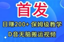 首发，抖音无脑搬运视频，日赚20...