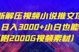 最新解压视频小说推文项目，日入...