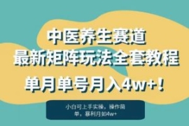 暴利赛道中医养生赛道最新矩阵玩...