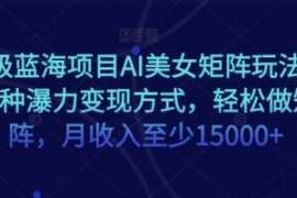 超级蓝海项目AI美女矩阵玩法，多...