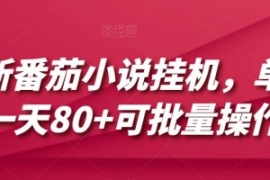 最新番茄小说挂机，单机一天80+...