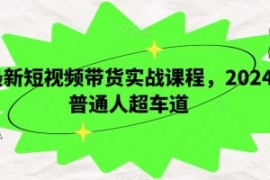最新短视频带货实战课程，2024普...