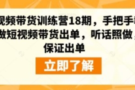 短视频带货训练营18期，手把手教...